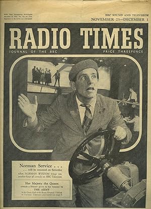 Image du vendeur pour Radio Times; Journal of the BBC Programmes for November 25 - 1 December 1956 with Norman Wisdom to the Front Cover [Volume 133 Number 1724] mis en vente par Little Stour Books PBFA Member