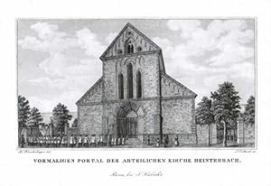 Bild des Verkufers fr Vormaliges Portal der Abteilichen Kirche Heisterbach. Ehemalige Abteikirche der Zisterzienser, Blick auf die Eingangsseite mit Portal, im Vordergrund Prozession. zum Verkauf von Antiquariat Martin Barbian & Grund GbR