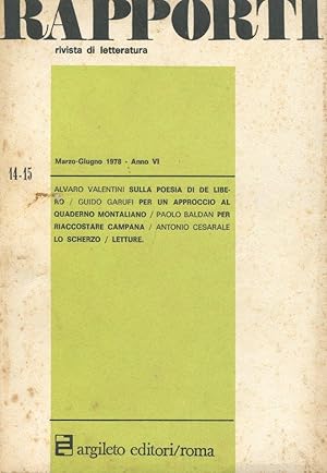 RAPPORTI, rivista di letteratura - fasc. n. 14-15 marzo.giugno 1978, Roma, Argileto editori, 1978