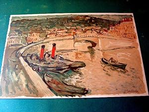 LE RAMEUR - Peinture en couleurs de BATTISTA lithographiée en couleurs sur Vélin d'Arches par Cla...
