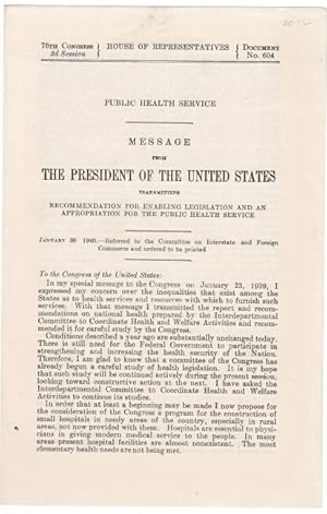 Public health service: message from the President of the United States transmitting recommendatio...