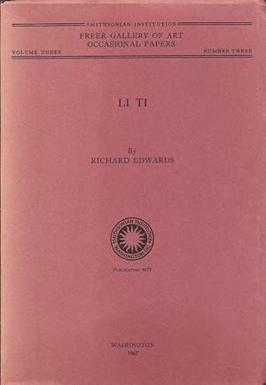 Imagen del vendedor de Li Ti Freer Gallery of Art Occasional Papers Volume Three Number Three artz chinaz a la venta por Charles Lewis Best Booksellers