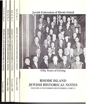 Rhode Island Jewish Historical Society NOTES 1995-1998 Vol 12 1-4 Complete by J Cohen, L Moss [Ed.]