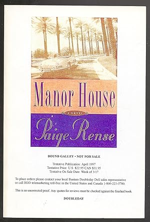 Bild des Verkufers fr Manor House zum Verkauf von Between the Covers-Rare Books, Inc. ABAA