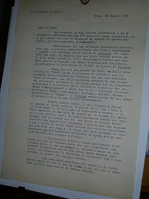 Lettre Dactilographiée à LO DUCA 23-05-1949 De Alessandro Blasetti