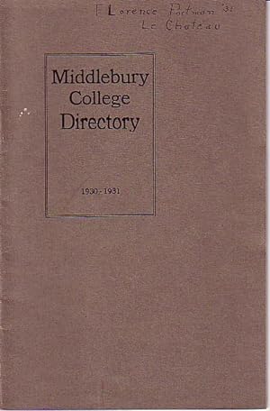Middlebury College Directory of Students, Faculty and Officers 1930-1931