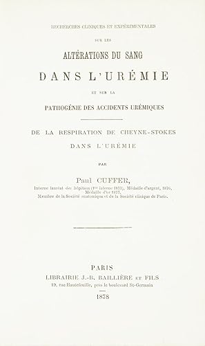 Recherches cliniques et expérimentales sur les altérations du sang dans l'urémie et sur la pathog...