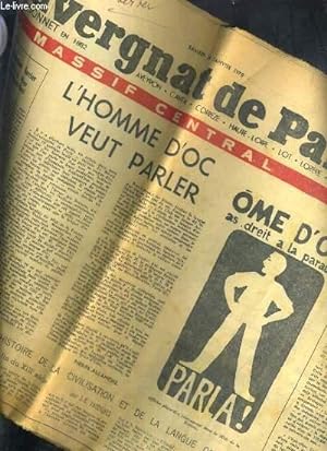 Bild des Verkufers fr L'AUVERGNAT DE PARIS - N4 - 24 JANVIER 1970 / L'HOMME D'OC VEUT PARLER - OME D'IC AS DREIT A LA PARAULA - URBANISME ET ARCHITECTURE EN FRANCE. zum Verkauf von Le-Livre