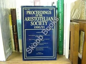 Bild des Verkufers fr Proceedings of the Aristotelian Society; New Series, Vol. XCI, Part 1, 1990/91 zum Verkauf von PsychoBabel & Skoob Books