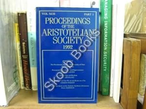 Immagine del venditore per Proceedings of the Aristotelian Society; New Series, Vol. XCII, Part 1, 1992 venduto da PsychoBabel & Skoob Books