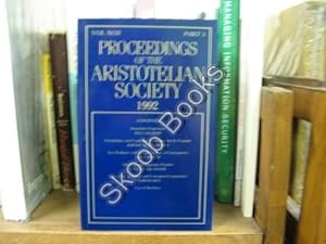 Immagine del venditore per Proceedings of the Aristotelian Society; New Series, Vol. XCII, Part 3, 1992 venduto da PsychoBabel & Skoob Books