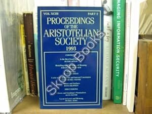 Imagen del vendedor de Proceedings of the Aristotelian Society; New Series, Vol. XCIII, Part 2, 1993 a la venta por PsychoBabel & Skoob Books