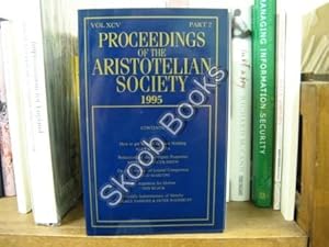 Imagen del vendedor de Proceedings of the Aristotelian Society; New Series, Vol. XCV, Part 2, 1995 a la venta por PsychoBabel & Skoob Books