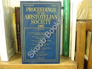 Imagen del vendedor de Proceedings of the Aristotelian Society; New Series, Vol. XCVII, Part 1, 1997 a la venta por PsychoBabel & Skoob Books