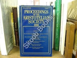 Seller image for Proceedings of the Aristotelian Society; New Series, Vol. XCVIII, Part 1, 1998 for sale by PsychoBabel & Skoob Books