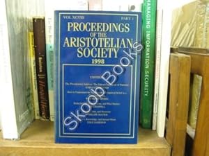 Bild des Verkufers fr Proceedings of the Aristotelian Society; New Series, Vol. XCVIII, Part 1, 1998 zum Verkauf von PsychoBabel & Skoob Books