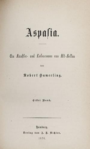 Bild des Verkufers fr Aspasia. Ein Knstler- und Liebesroman aus Alt-Hellas. zum Verkauf von Georg Fritsch Antiquariat