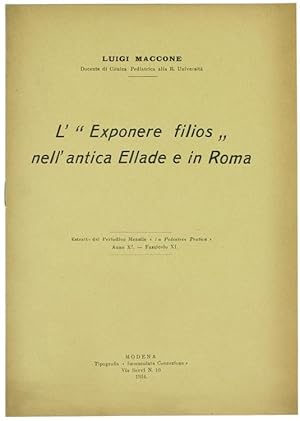 L'"EXPONERE FILIOS" NELL'ANTICA ELLADE E IN ROMA.: