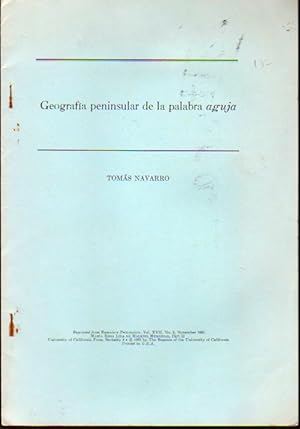 Bild des Verkufers fr Geografia Peninsular de la Palabra Aguja zum Verkauf von Kenneth Mallory Bookseller ABAA