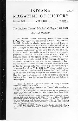Bild des Verkufers fr THE INDIANA CENTRAL MEDICAL COLLEGE, 1849-1852. zum Verkauf von Legacy Books