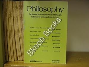 Immagine del venditore per Philosophy: The Journal of the Royal Institute of Philosophy: Vol. 53, No. 203, pp 1-144, January 1978 venduto da PsychoBabel & Skoob Books