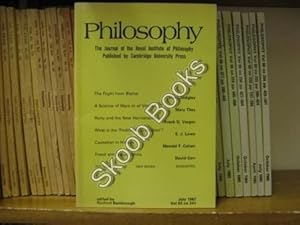 Bild des Verkufers fr Philosophy: The Journal of the Royal Institute of Philosophy: Vol. 62, No. 241, pp 267-414, July 1987 zum Verkauf von PsychoBabel & Skoob Books