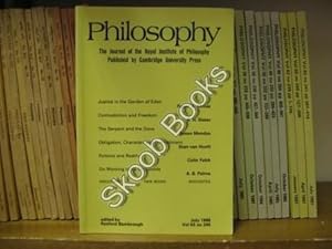 Bild des Verkufers fr Philosophy: The Journal of the Royal Institute of Philosophy: Vol. 63, No. 245, pp 297-420, July 1988 zum Verkauf von PsychoBabel & Skoob Books