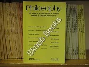 Imagen del vendedor de Philosophy: The Journal of the Royal Institute of Philosophy: Vol. 63, No. 246, pp 421-564, October 1988 a la venta por PsychoBabel & Skoob Books