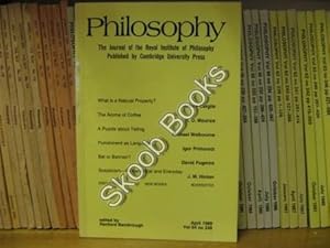 Bild des Verkufers fr Philosophy: The Journal of the Royal Institute of Philosophy: Vol. 64, No. 248, pp 133-282, April 1989 zum Verkauf von PsychoBabel & Skoob Books