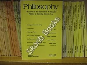 Seller image for Philosophy: The Journal of the Royal Institute of Philosophy: Vol. 64, No. 250, pp 433-582, October 1989 for sale by PsychoBabel & Skoob Books