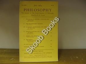 Bild des Verkufers fr Philosophy: The Journal of the Royal Institute of Philosophy: Vol. XXXIX, No. 149, July 1964 zum Verkauf von PsychoBabel & Skoob Books
