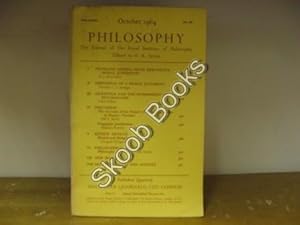 Bild des Verkufers fr Philosophy: The Journal of the Royal Institute of Philosophy: Vol. XXXIX, No. 150, October 1964 zum Verkauf von PsychoBabel & Skoob Books