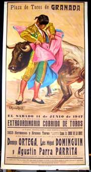 Plaza de Toros de Granada. Matadores: Ortega, Dominguin and Parrita.