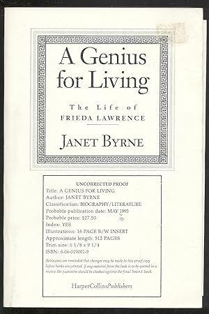 Bild des Verkufers fr A Genius for Living: The Life of Frieda Lawrence zum Verkauf von Between the Covers-Rare Books, Inc. ABAA