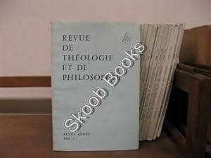 Seller image for Revue de Theologie et de Philosophie; XCVIII Annee, 1965, I for sale by PsychoBabel & Skoob Books