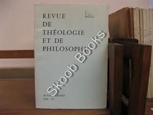 Seller image for Revue de Theologie et de Philosophie; XCVIII Annee, 1965, VI for sale by PsychoBabel & Skoob Books