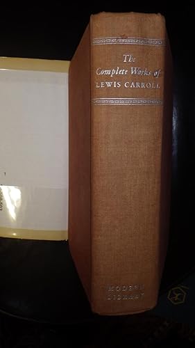 Imagen del vendedor de Complete Works of Lewis Carroll , STATED 1ST Modern Library EDITION, 1936 on copyright pg,#G28 in Early Green & B/W Dustjacket with Various Characters surrounding a Listing of Titles in White Box a la venta por Bluff Park Rare Books