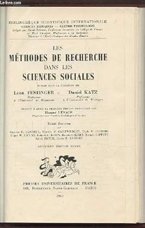 Immagine del venditore per LES METHODES DE RECHERCHE DANS LES SCIENCES SOCIALES. venduto da Le-Livre