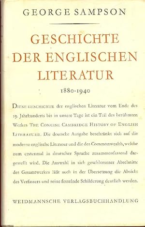 Bild des Verkufers fr Geschichte der englischen Literatur 1880 - 1940 zum Verkauf von Online-Buchversand  Die Eule