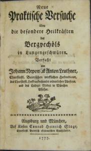 Seller image for Neue Praktische Versuche ber die besondere Heilkrften des Bergpechls in Lungengeschwren. for sale by Antiquariat Weinek