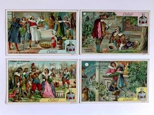 4 chromolithographische Kaufmannsbilder