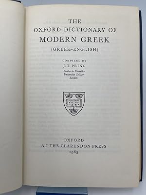 Bild des Verkufers fr The oxford dictionnary of modern greek. Greek - English zum Verkauf von LIBRAIRIE GIL-ARTGIL SARL