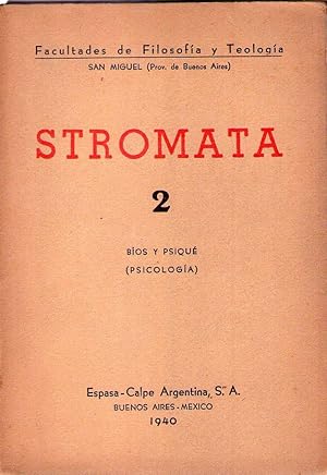 Imagen del vendedor de STROMATA. Volumen 2. Bios y Psique. Psicologa a la venta por Buenos Aires Libros