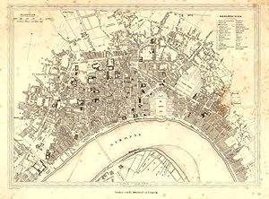 BORDEAUX, Stadtplan: Original-Lithographie durch Reil im Verlag Schubert, um 1840. Unten betitelt...