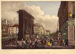 Vue de La Porte St Denis Handkolorierter Original-Stahlstich von Berthoud bei Gavard, ca 1850