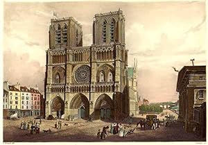 Vue de Notre Dame Handkolorierter Original-Stahlstich von Salathé nach A Testard, ca 1850
