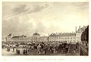 Vue des Tuileries Cote du Jardin Original-Stahlstich von Salathé bei Gavard, ca 1850