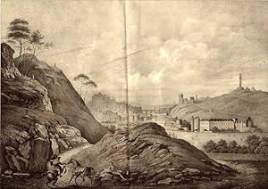 EDINBURGH, Gesamtansicht: Original-Lithographie von A. Kneisel bei G. Schubert, um 1840.