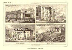 EDINBURGH, Sammelblatt mit 4 Ansichten: Royal Institution, The University, Physicians Hall, High ...