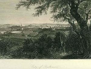Gesamtansicht City of Baltimore (from Druid Hill Park) Original-Stahlstich von Hinshelwood nach P...